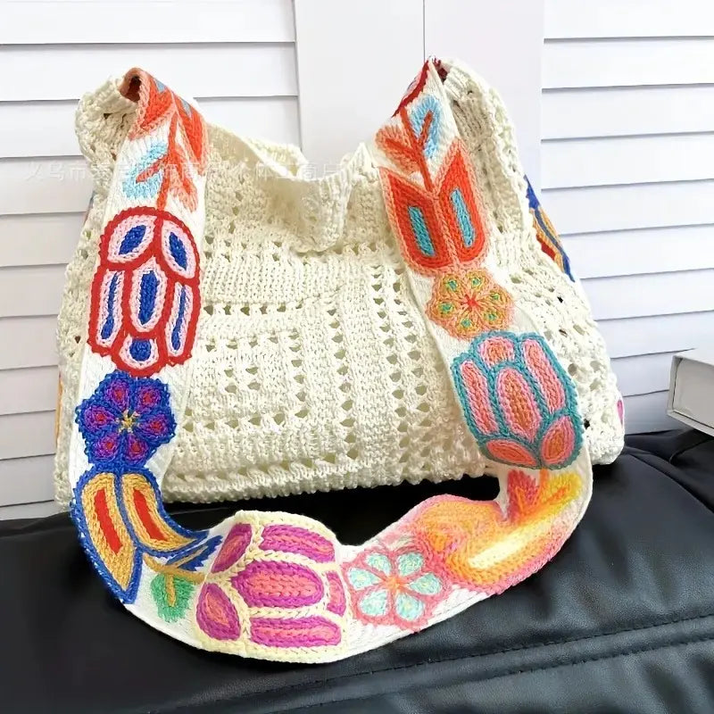 Chic Women’s Retro Floral Patchwork Messenger Bag - Boho Crossbody Purse for Everyday Adventures