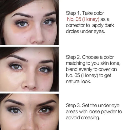 LAMUSELAND Face Concealer & Base 4 Colors Full Coverage Liquid Concealer Scars Dark Circles Acne Suit for All Skin Facial Makeup
