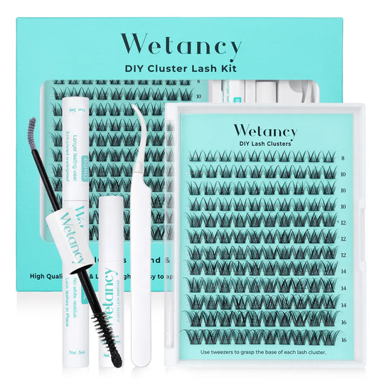 Wetancy DIY Lash Clusters Kit - Soft Fluffy Long-Lasting Lashes with Glue Remover & Tweezer for Beginners