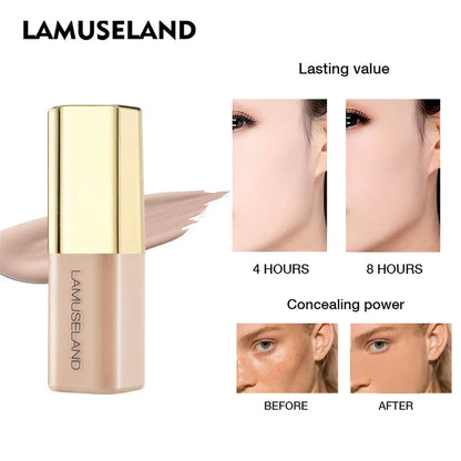 LAMUSELAND Face Concealer & Base 4 Colors Full Coverage Liquid Concealer Scars Dark Circles Acne Suit for All Skin Facial Makeup