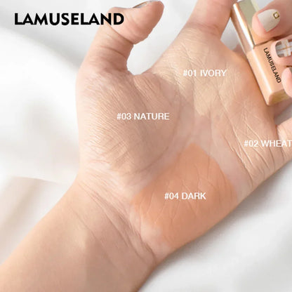 LAMUSELAND Face Concealer & Base 4 Colors Full Coverage Liquid Concealer Scars Dark Circles Acne Suit for All Skin Facial Makeup