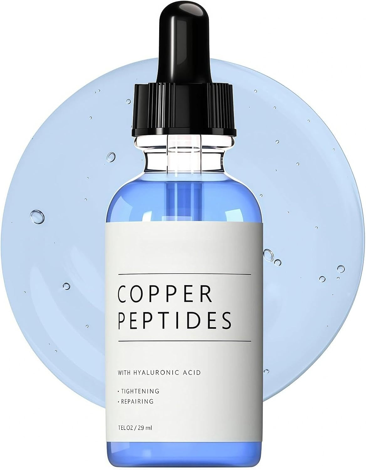 Copper Peptide Serum for Face, Peptide Serum with Hyaluronic Acid to Improve Wrinkles, Hydrating Facial Serums for Smoother Skin