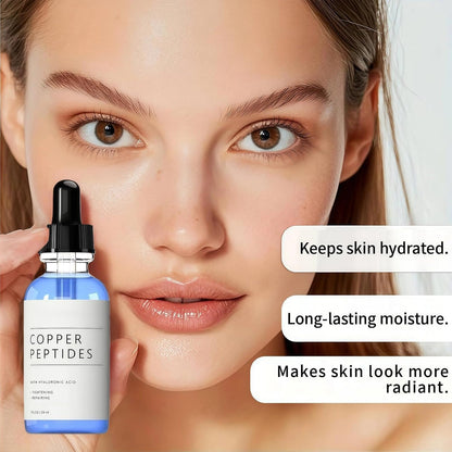 Copper Peptide Serum for Face, Peptide Serum with Hyaluronic Acid to Improve Wrinkles, Hydrating Facial Serums for Smoother Skin