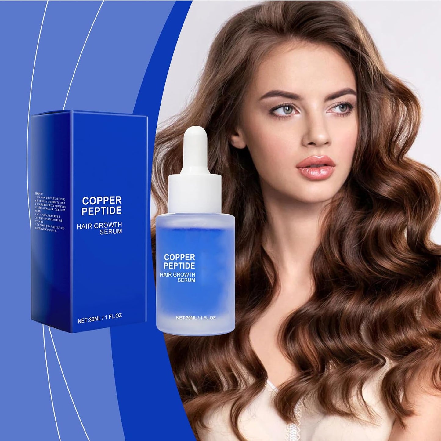 Copper Peptide Serum for Hair Loss & Growth, Multi-Peptide Serum for Hair Density, Unisex-Adults, Unscented, 30ML