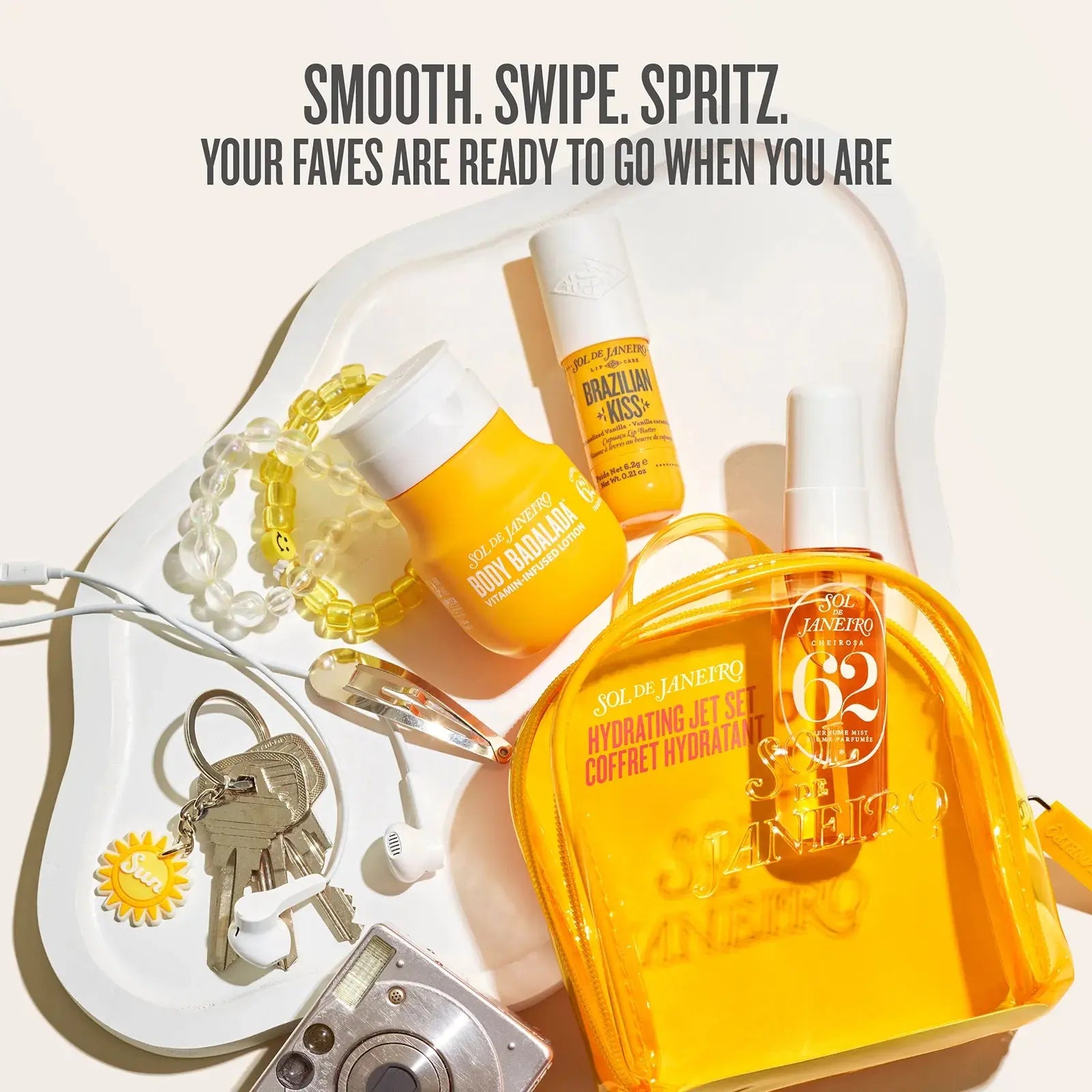 Sol De Janeiro Hydrating Jet Set | a Travel Friendly Body Care Trio with Lotion, Lip Butter and Cheirosa 62™ Mist to Hydrate, Nourish and Scent Skin Wherever You Go.
