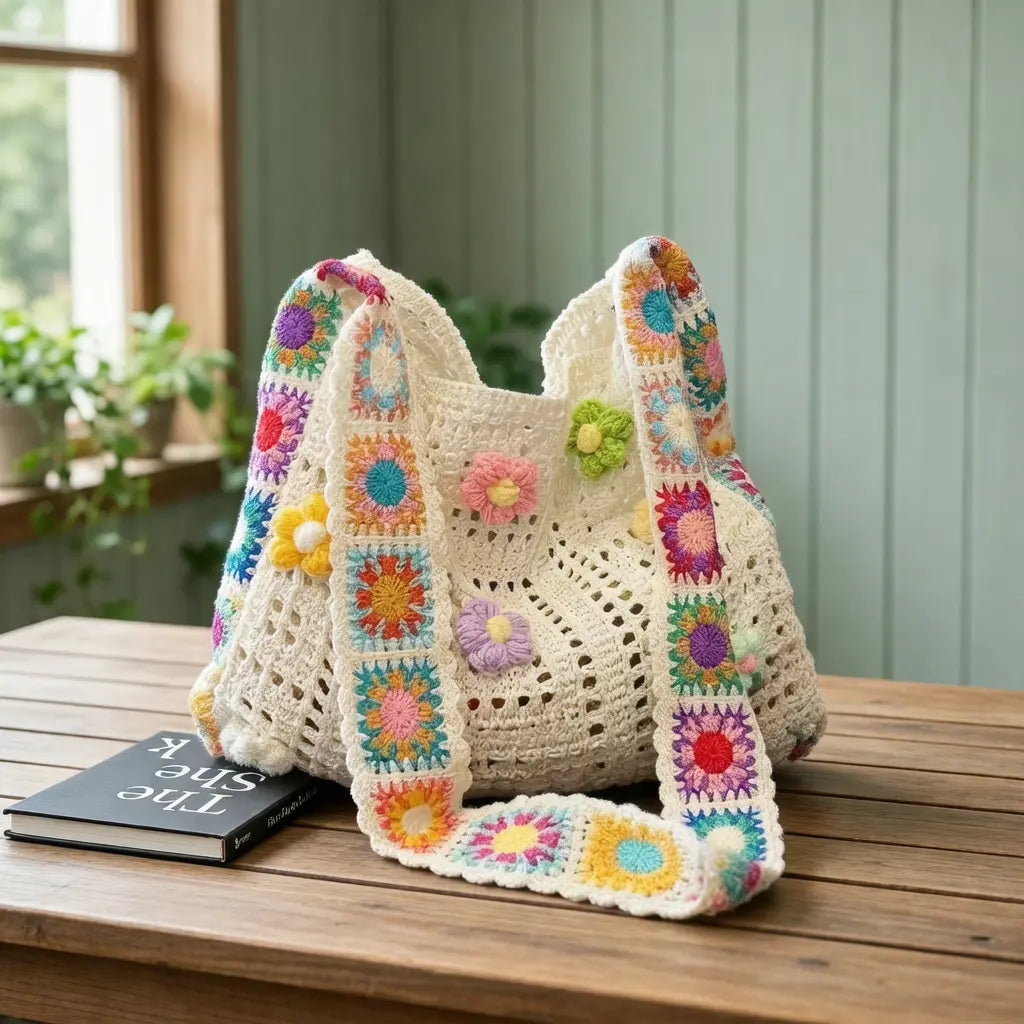 Chic Women’s Retro Floral Patchwork Messenger Bag - Boho Crossbody Purse for Everyday Adventures