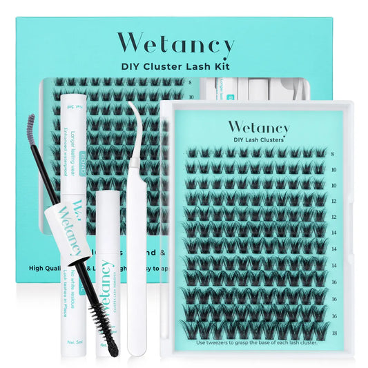Wetancy DIY Lash Clusters Kit - Soft Fluffy Long-Lasting Lashes with Glue Remover & Tweezer for Beginners