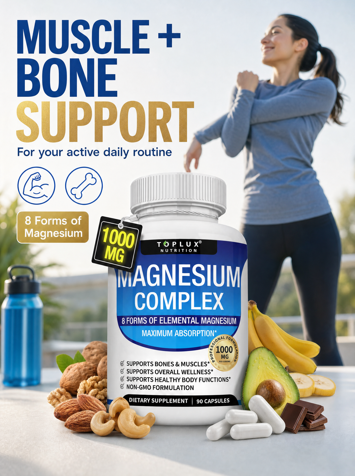 Toplux Magnesium Complex 8 Essential Magnesium Supplement 1000Mg