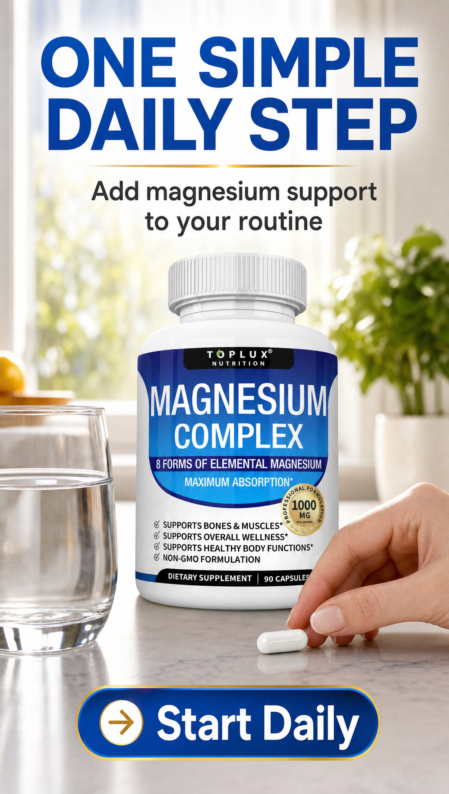 Toplux Magnesium Complex 8 Essential Magnesium Supplement 1000Mg